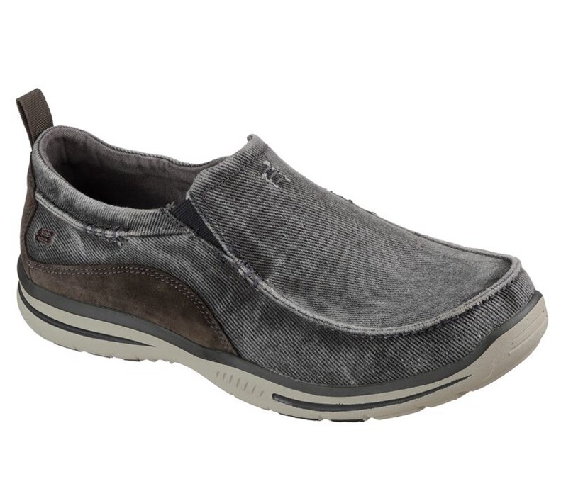 Skechers Relaxed Fit: Elected - Drigo - Mens Slip On Shoes Deep Grey [AU-UV6069]